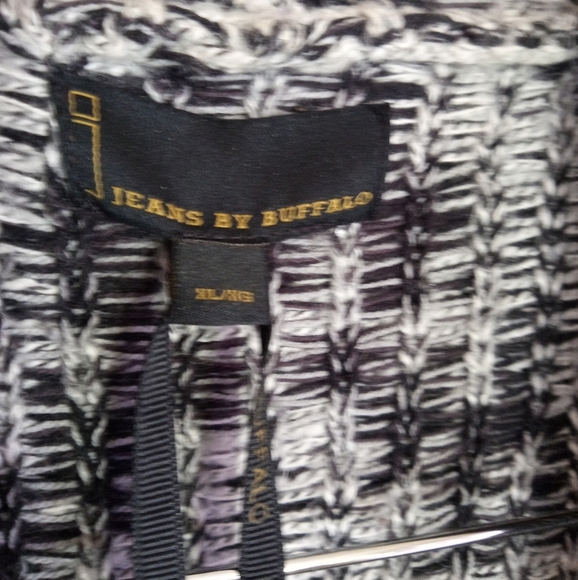 Jeans by Buffalo Aztec Patterned Black and White Waterfall Cardigan Sweater - Picture 6 of 11